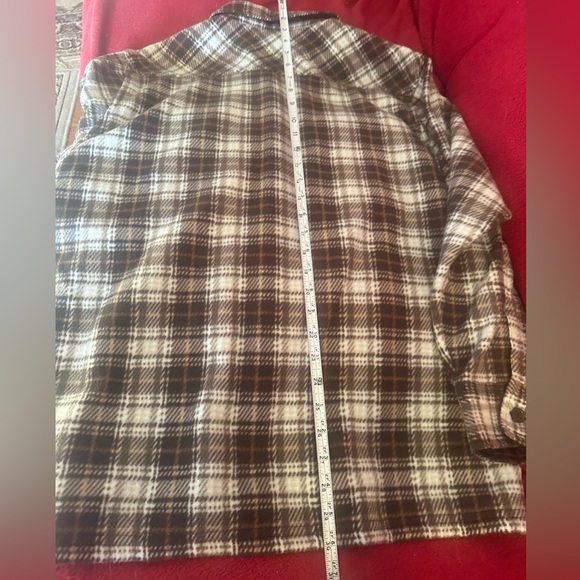 Men’s Croft&Barrow Flannel Shirt Size LG Plaid Brown Tan Long Sleeve Pockets EUC - Picture 10 of 12